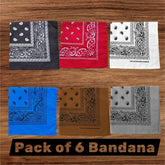 Pack of 6 - 100% Cotton Bandana Head Scarf - Bundle offer mix Color