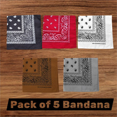 Pack of 5 100% Cotton Bandana Head Scarf - Bundle offer mix Color