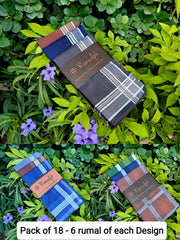 Pure Cotton Mix design Bundle - 18 rumals - 6 of each design - Free Delivery